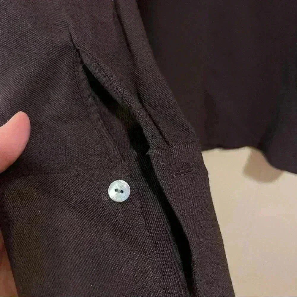 Vince. Chocolate brown XS tie blouse long sleeves with mother of pearl buttons